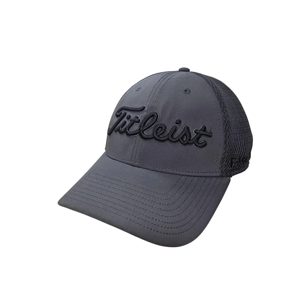 Titleist Hat Cap Fitted Mens L Gray Mesh Trucker Golf Breathable Sports Logo